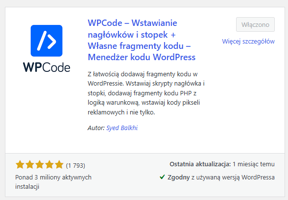 wtyczka wpcode wordpress