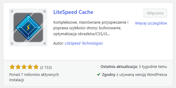 wtyczka LiteSpeed Cache — szybkość strony, cache i optymalizacja