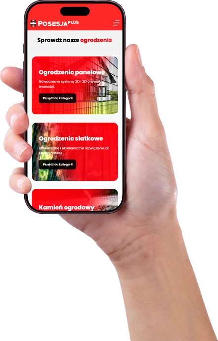 Mobilna wersja strony internetowej PosesjaPlus.pl — ogrodzenia Kraków