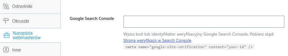 Krok 2. Otwórz sekcję Narzedzia dla webmasterów