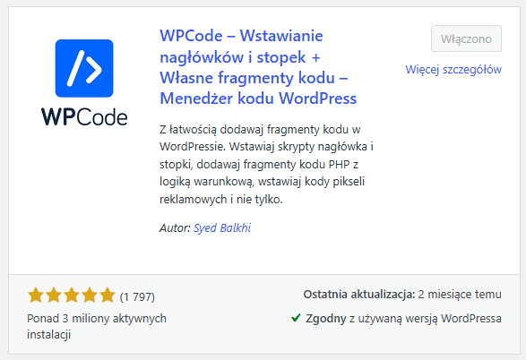 Krok 1. Zainstaluj i włącz wtyczkę WPCode
