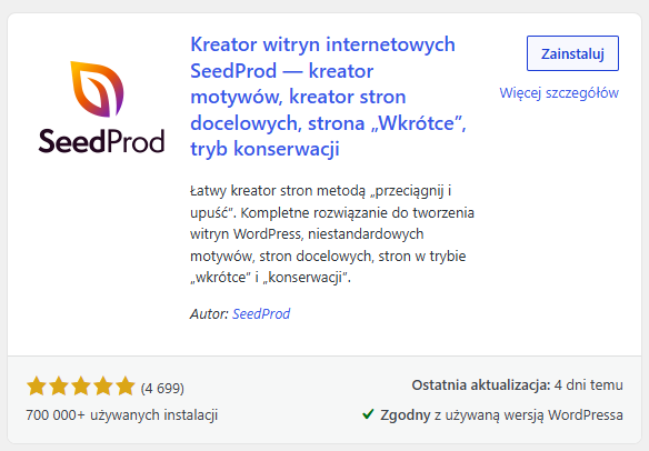 seedprod wordpress wtyczka
