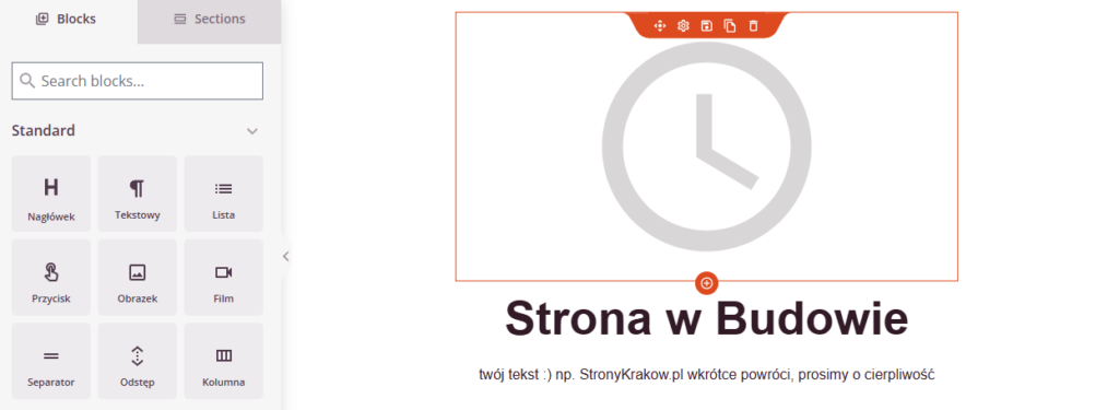 strona w budowie w wordpress